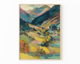 Midcentury Colorado Western Landscape Oil Painting Print | Western Decor | Colorado Travel Decor | Retro Travel Art | MCW1