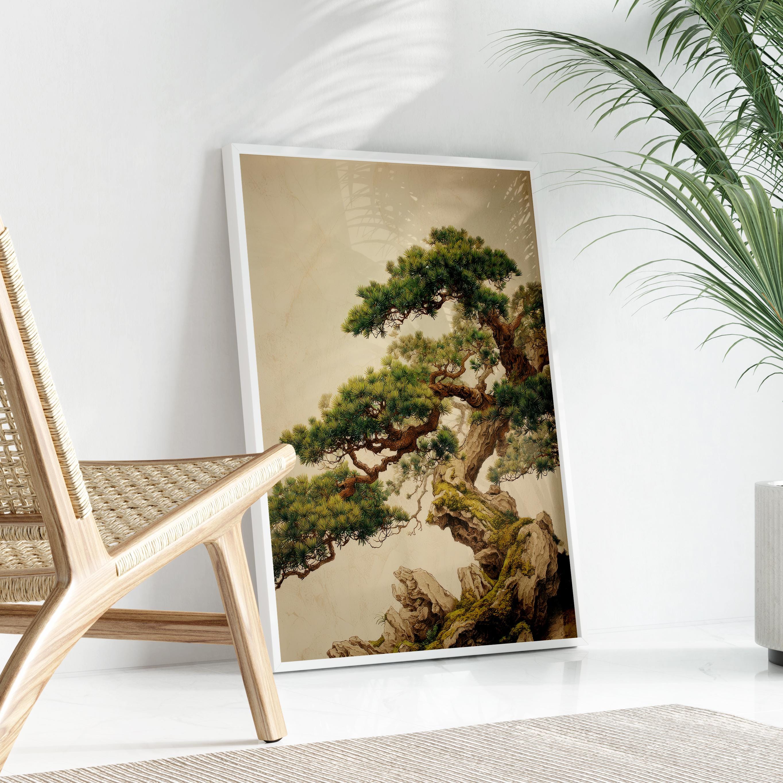 Ancient Bonsai Tree Wall Art | Japanese Nature Print | Zen