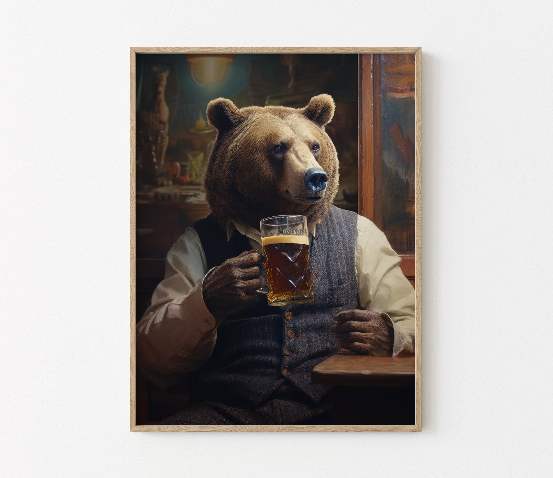 Grizzly Bear Beer Painting Groomsmen Gifts Kodiak Brown Ale 