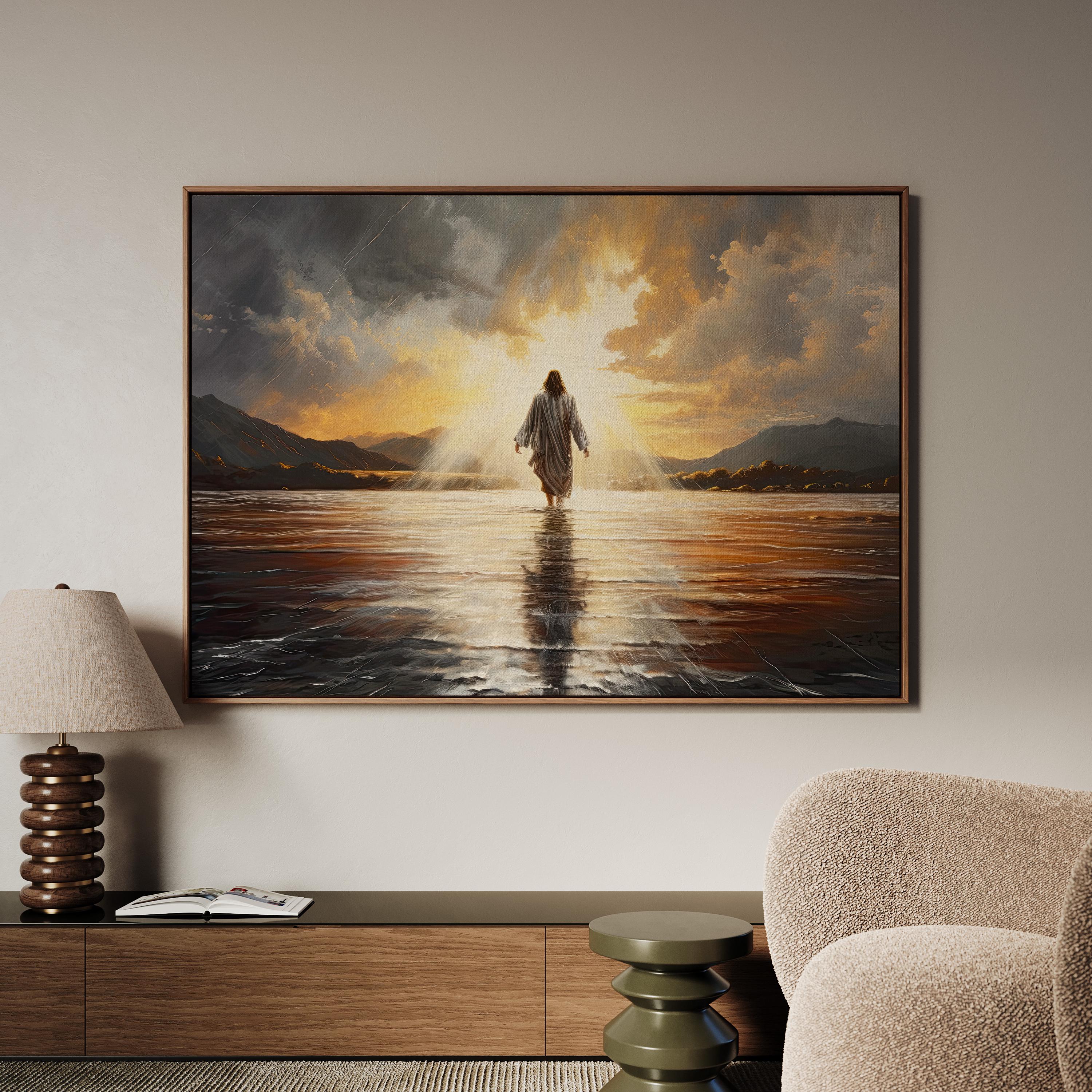 Jesus Christ Walking on Water Canvas Oil Painting Print | Christian ...