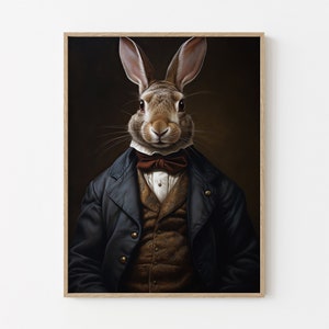 Hase Wandbild Ölgemälde // Hase Portrait // Vintage Geschenk // HWO8