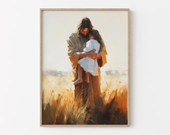 Holy Embrace Oil Painting Print, Jesus Portrait, Jesus Print, Jesus Wall Art, Scripture Wall Art, Jesus Picture, Holy Home Decor