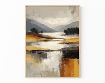Yellow Abstract Landscape Oil Painting Print | Home decor | Beautiful Vibrant Print | Abstract Bedroom Decor | Fast Delivery | YAL1