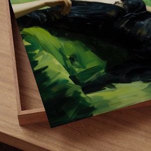 Jovem mulher decadente após a dança, natureza morta, arte de parede vintage, arte verde-esmeralda, decoração de parede sombria, impressão de pintura a óleo DY01 imagem 5