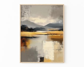 Yellow Abstract Landscape Oil Painting Print | Home decor | Beautiful Vibrant Print | Abstract Bedroom Decor | Fast Delivery | YAL4