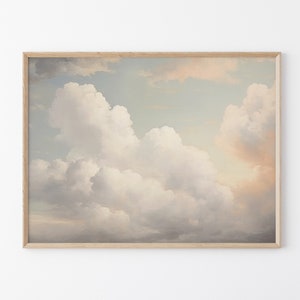 Stampa di pittura a olio di nuvole d'epoca / Arte murale per bambini / Arte murale del cielo / Pittura a olio antica / Stampa di nuvole / Stampa opaca premium