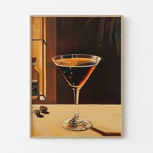 Espresso Martini Cocktail Gemälde Druck | Espresso Martini Kunst | Retro Cocktail Poster | Klassische Cocktails | Bar Dekor | Bar Drucke | AKP4