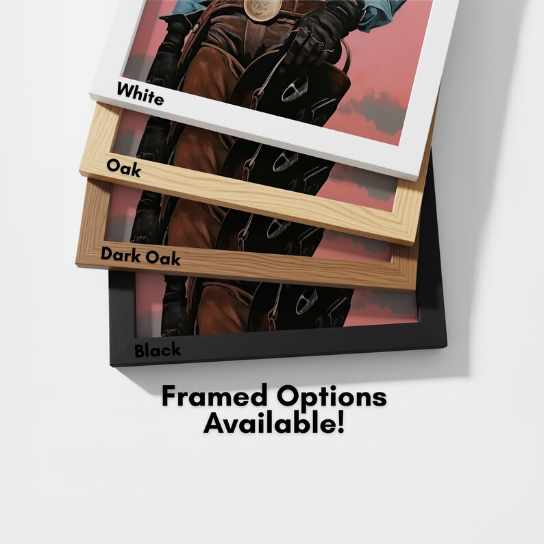 a collection of framed options available for purchase, with a focus on the different colored frames.