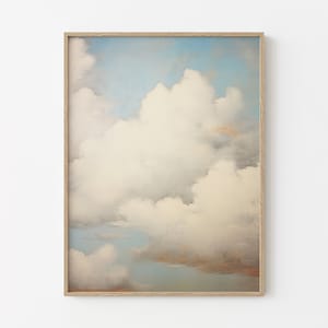 Vintage Blue Sky Cloud Oil Painting Print | Nursery Wall Art | Sky Wall Art | Antique Oil Painting | Cloud Print | Premium Matte Print VBS4
