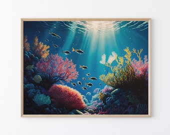 Aquarium Tropical Fish Tank Vibrant Abstract Art, Palette Knife Oil  Digital Painting Art Board Print for Sale by VividViews