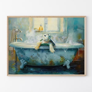 Turtle In Bathtub Print | Animal Decor | Bathroom Wall Art | Turtle Art Wall Decor | Modern wall Art | Turtle Wall Art | Turtle Decor | TIB8