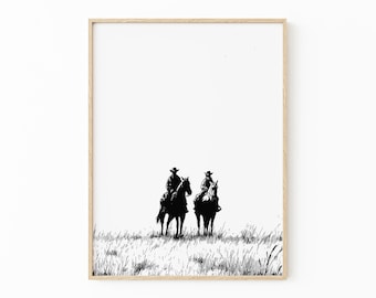 Vintage Cowboy Sketch Print | Country Western Art | Cowboy Poster | Vintage Western Art | Rustic Wall Decor | VCS3