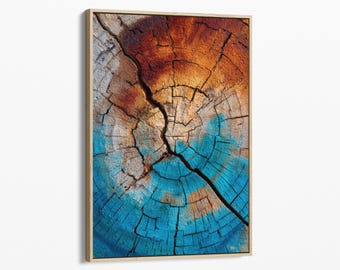 Colourful Tree Rings Oil Painting Canvas Print | Elegant Natural Decor | Tree Ring Art | Wood Nature Art Decor | CTR7