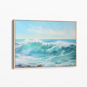 Ocean Canvas, Beach Oil Painting Canvas Print, Ocean Waves Aerial, Ocean Wall Art, Nautical Print, Water Canvas, Ocean Art OCBO4