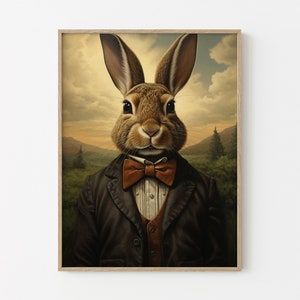 Hase Wandbild Ölgemälde // Vintage Hase Portrait // Vintage Geschenk // HWO7