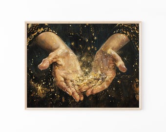 Dirty Gold Oil Painting Print | Romatic Academia | Dark Cottagecore Art Print | Moody Paintings | Vintage Celestial Art | Witchy Gift | DGO2