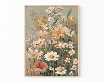 Vintage Flower Botanical Painting Print | Pink Bouquet Museum-Style Floral Art | CWA2