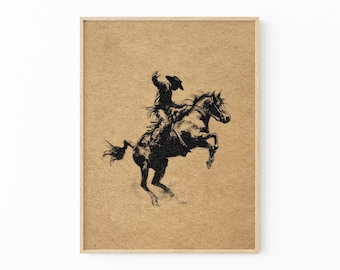 ヴィンテージ写真、暴れ馬に乗ったカウボーイ、1910 年 - Etsy 日本