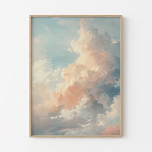 Vintage Pastel Cloud Oil Painting Print | Nursery Wall Art | Sky Wall Art | Antique Oil Painting | Cloud Print | Premium Matte Print | VPC7