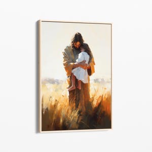 Holy Embrace Oil Painting Stretched Canvas Print, Jesus Portrait Canvas, Jesus Wall Art, Scripture Wall Art, Holy Home Decor HMO3