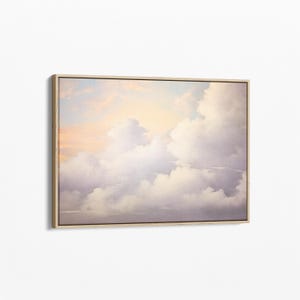 Impresión en lienzo de nubes vintage / Arte de pared para habitación infantil / Arte de pared de cielo / Pintura al óleo antigua / Lienzo estirado listo para colgar / VCB6C