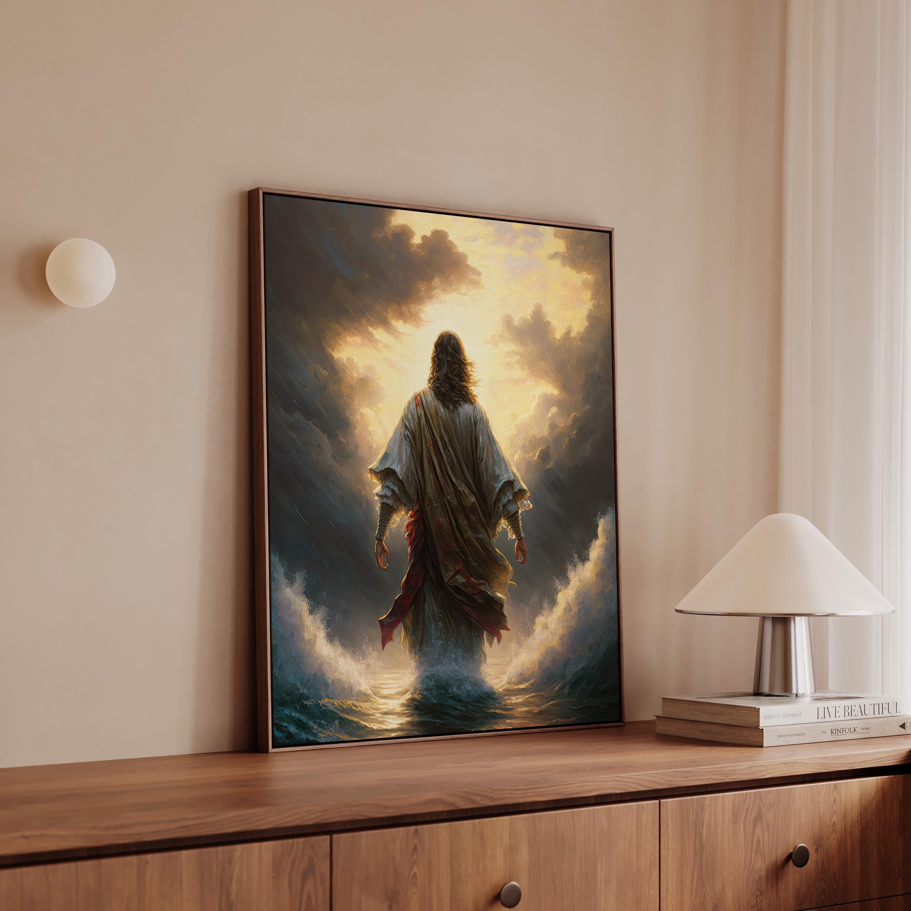 Jesus Christ Walking on Water Original Oil Painting Canvas Print ...