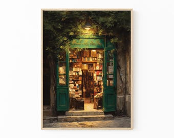 Wizards Bookstore Oil Painting Print | Dark Academia Art | Cottagecore Decor | Antique Magical Library Wall Art | Rustic Aesthetic | WBO7