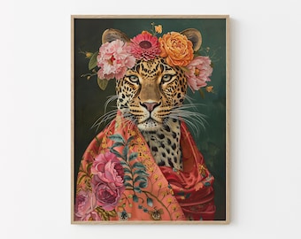 Maximalist Eclectic Fashionista Impression D'art Léopard _ Portrait D