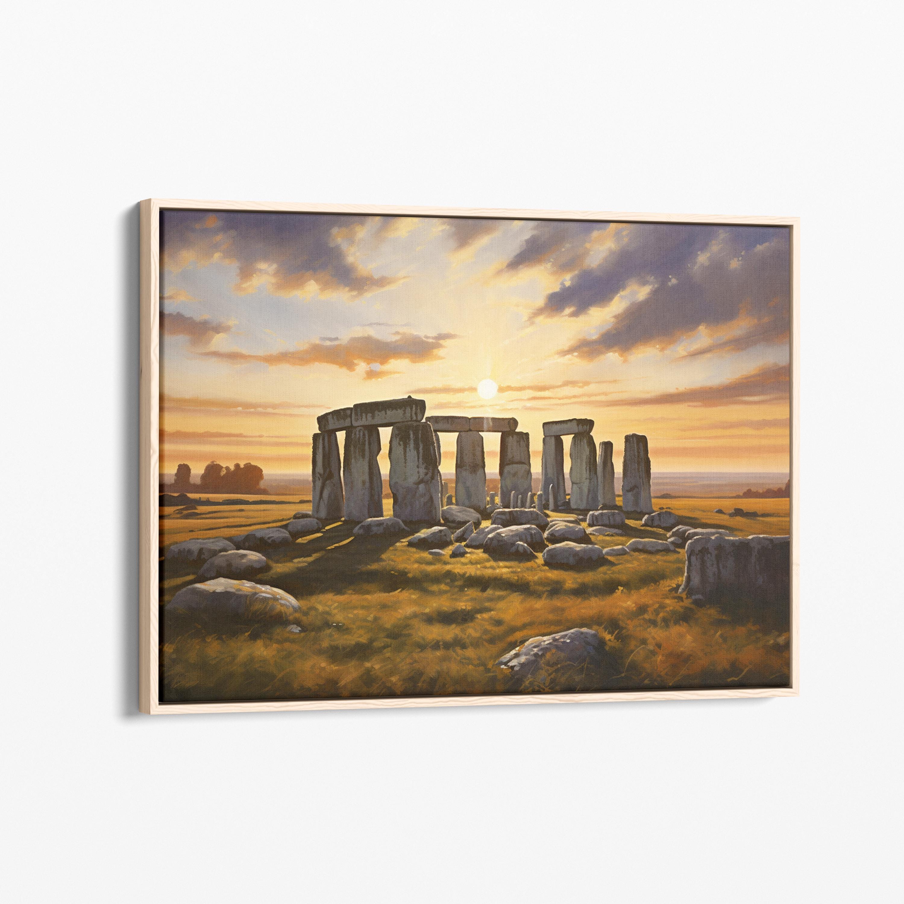 Stonehenge Rocks inspired English Vintage Artwork Oil Painting Canvas Print, High-Quality Matte Wall Art Canvas, Landscape Home Decor SRE3