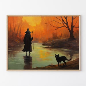 Witch In The Creek Oil Painting Print, Witch Decor, Vintage Poster, Art Poster Print, Dark Academia, Gothic Victorian WIT1