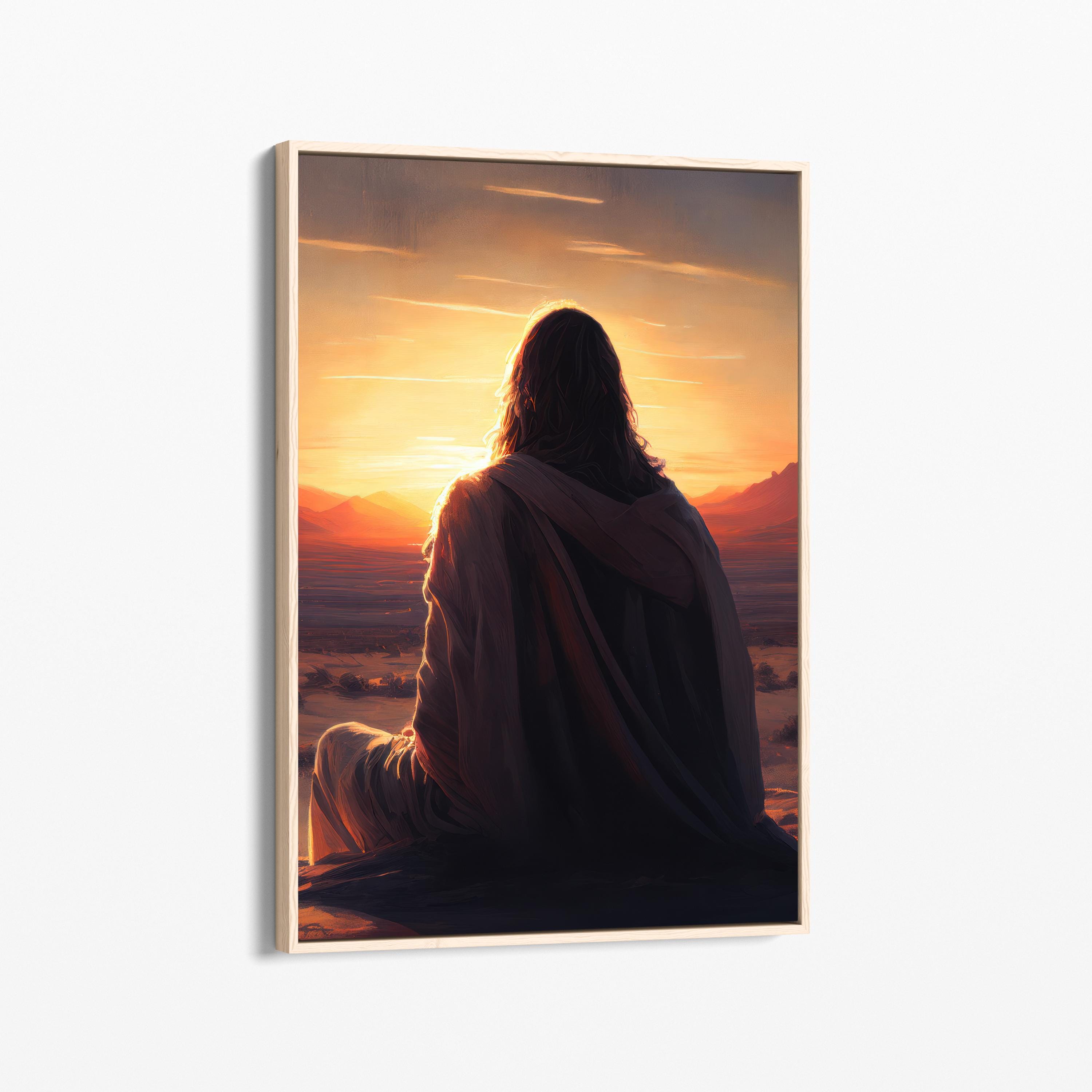 Jesus Christ In the Desert Original Oil Painting on Stretched Canvas Print, Lent, Jesus Fasting Religious Wall Art Canvas, Religious Decor