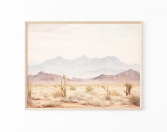 Impresión de pintura de paisaje del desierto de Arizona, foto de los Cuatro Picos, arte mural del suroeste, impresión de paisaje desértico, póster de naturaleza, ADLP3