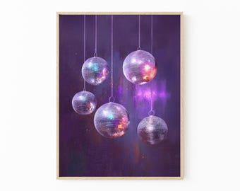 Disco Ball Art Print: Retro Party Wall Decor | DIB4