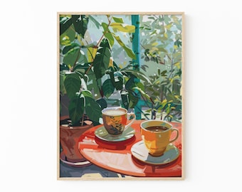 Retro Coffee Acrylic Painting Print | Vintage Coffee Print | Kitchen Decor | Italian Travel Decor | RCA4