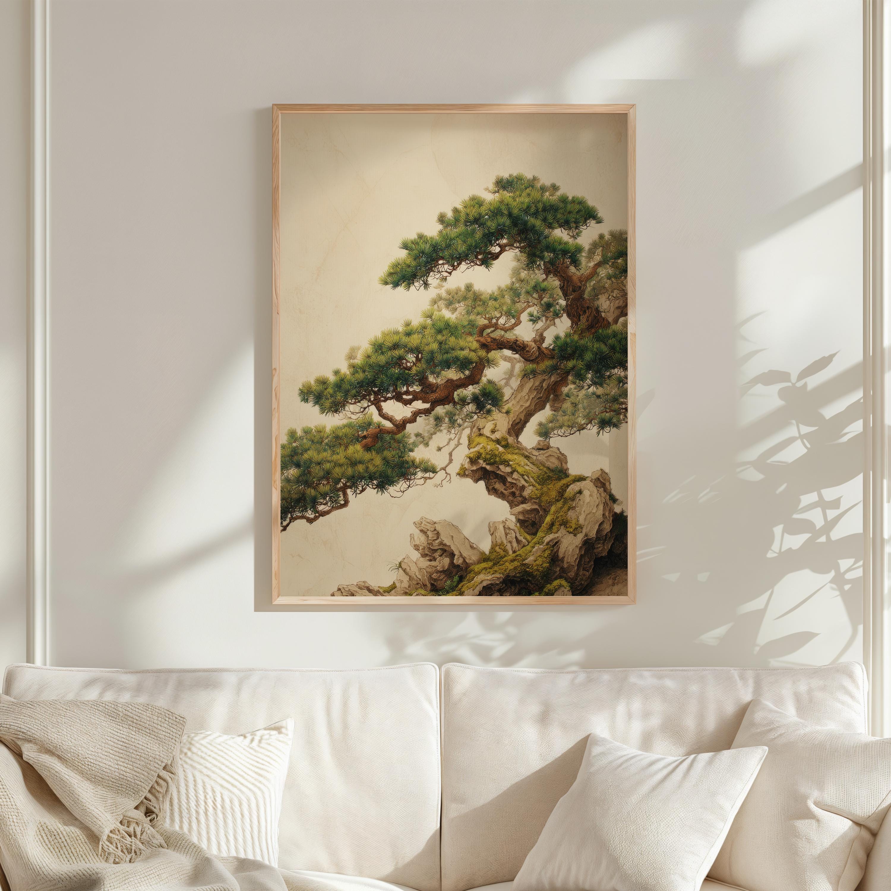 Ancient Bonsai Tree Wall Art | Japanese Nature Print | Zen