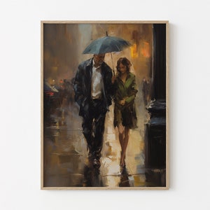 Rainy Day in New York Manhatten | The Upper East Side Oil Painting Wall Art Matte Print | Romantic Gift | Rainy Landscape Wall Art | RDI5