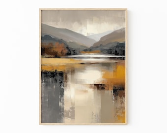 Yellow Abstract Landscape Oil Painting Print | Home decor | Beautiful Vibrant Print | Abstract Bedroom Decor | Fast Delivery | YAL3