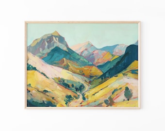 Midcentury Colorado Western Landscape Oil Painting Print | Western Decor | Colorado Travel Decor | Retro Travel Art | MCW4