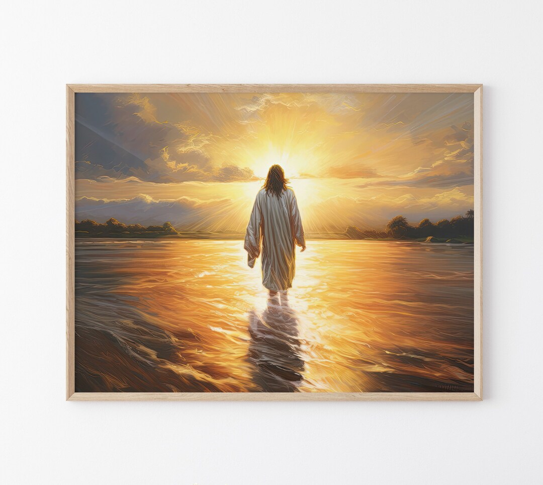 Jesus Christ Walking on Water Original Oil Painting Print, Christian ...