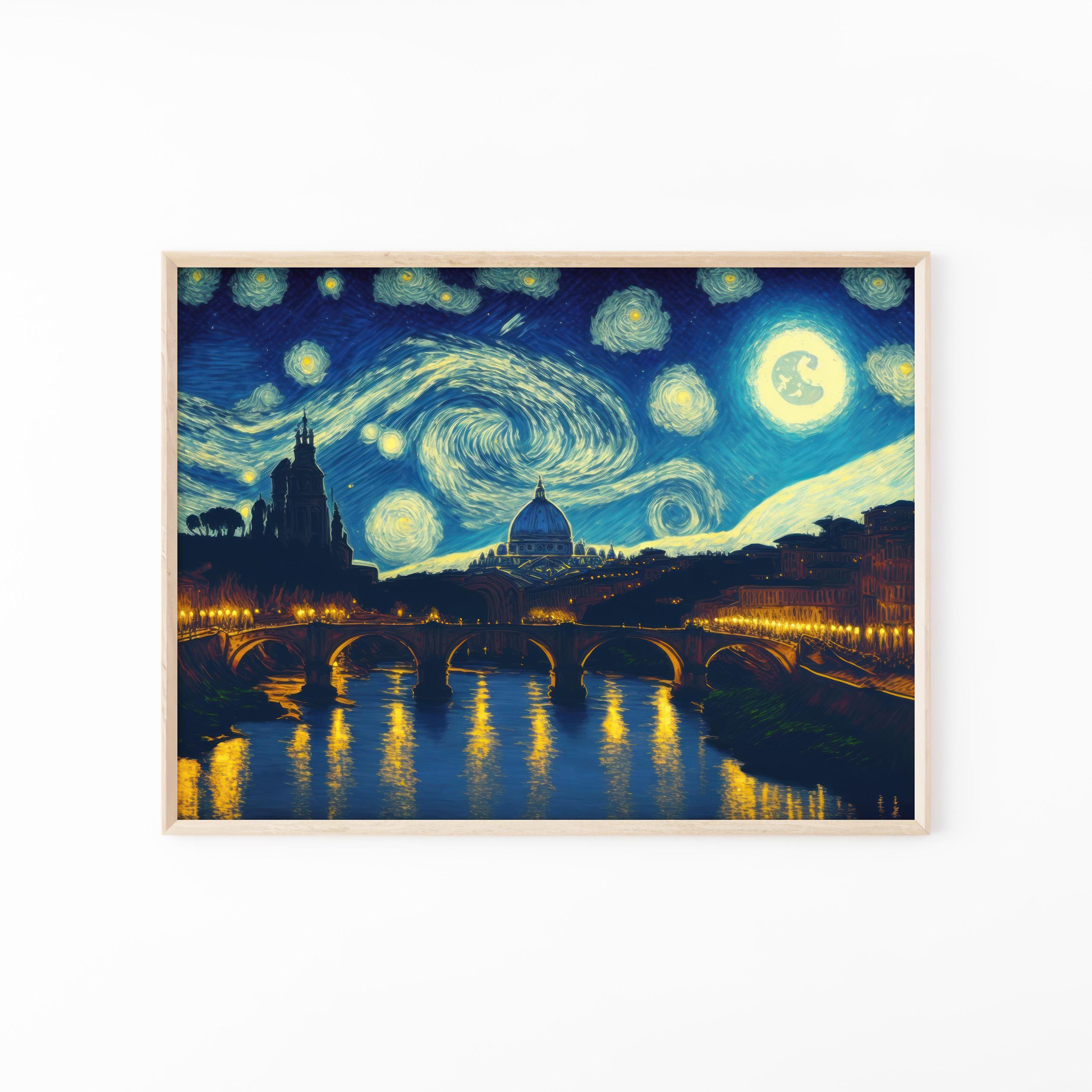 星月夜（1889年）にインスパイアされたテヴェレ川のバチカン絵画
