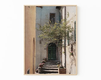 Vintage Italian Town Oil Painting Print | Italy City Art | Italy Wall Art Prints | Italian Home Decor | Green Olive Trees Malta | ITM6