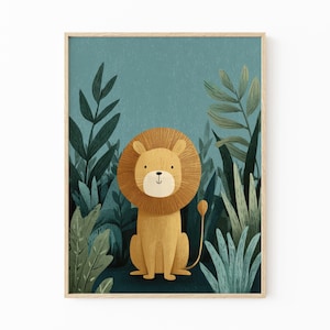 Safari Lion Illustration Prints | Boho Nursery Wall Art | Jungle animals | Nursery Art | Animal Nursery Decor | Animal Prints | LSN4