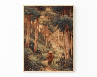 Vintage Japanese Forest Print | Kawase Hasui Inspired Woodblock Wall Art | WFW4