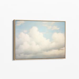Lienzo con estampado de nubes vintage / Decoración de pared para habitación infantil / Decoración de pared con cielo / Pintura al óleo antigua / Lienzo estirado listo para colgar / VCB3C