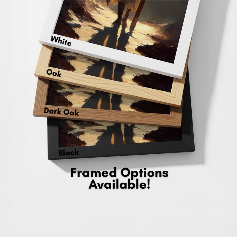 a collection of framed artworks, each with a different color and frame style, available for purchase.