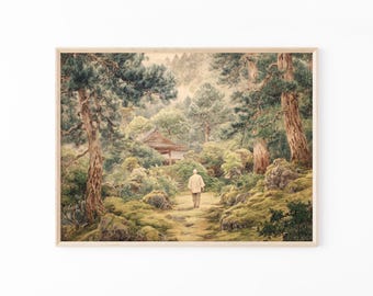 Vintage Japanese Forest Print | Kawase Hasui Inspired Woodblock Wall Art | WFW1