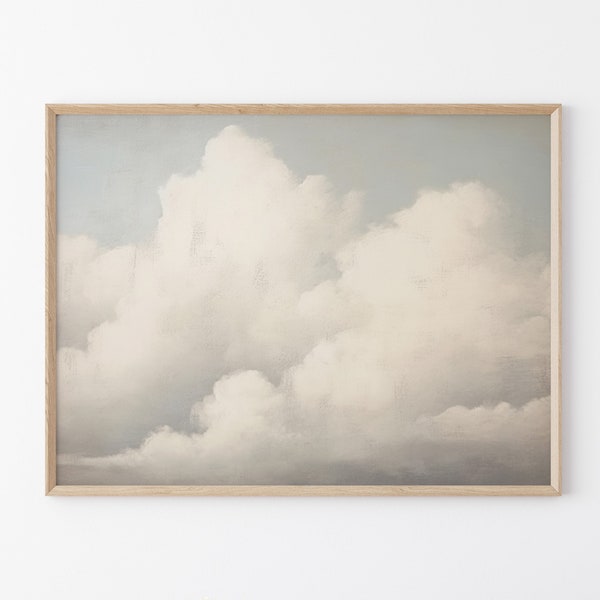 peinture à l'huile vintage nuage | Art mural pour chambre d'enfant | Art mural ciel | Peinture à l'huile antique | Impression nuage | Impression mate premium
