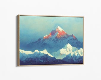Mount Everest | Canvasafdruk olieverfschilderij besneeuwde bergen | Cadeau Himalayagebergte | MSS1