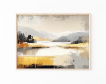 Yellow Abstract Landscape Oil Painting Print | Home decor | Beautiful Vibrant Print | Abstract Bedroom Decor | Fast Delivery | YAL8