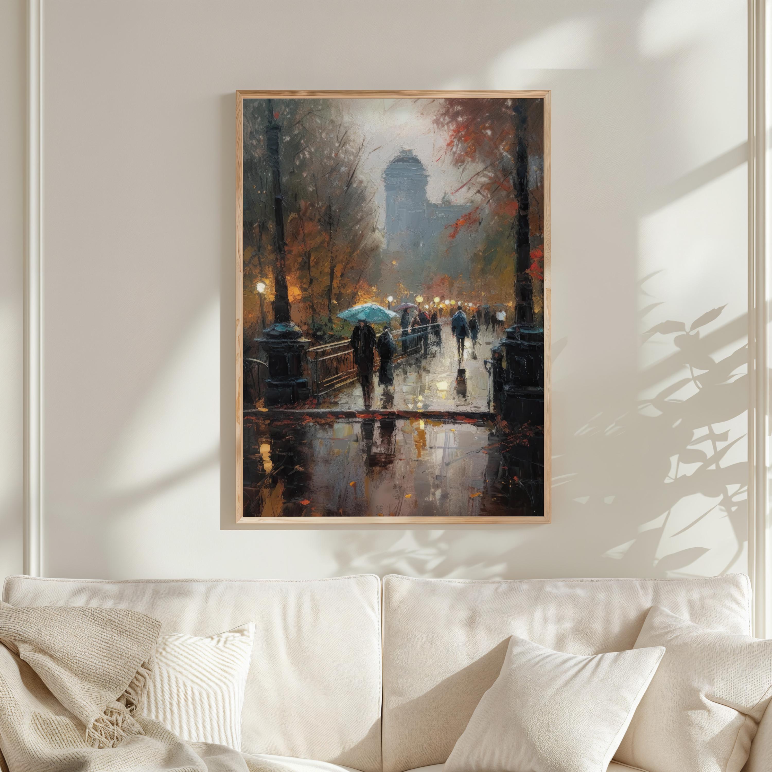 Rainy Day in New York City Central Park Oil Painting Print | New